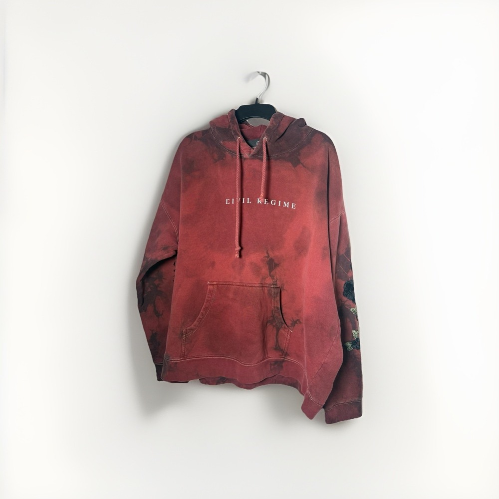 Civil Regime Cranberry Marble Wash Tie Dye Hoodie Unisex Mens XL Floral